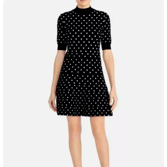 RACHEL Rachel Roy | Dresses | Rachel Roy Polka Dot Mock Neck Knit Fit And Flare  Dress | Poshmark